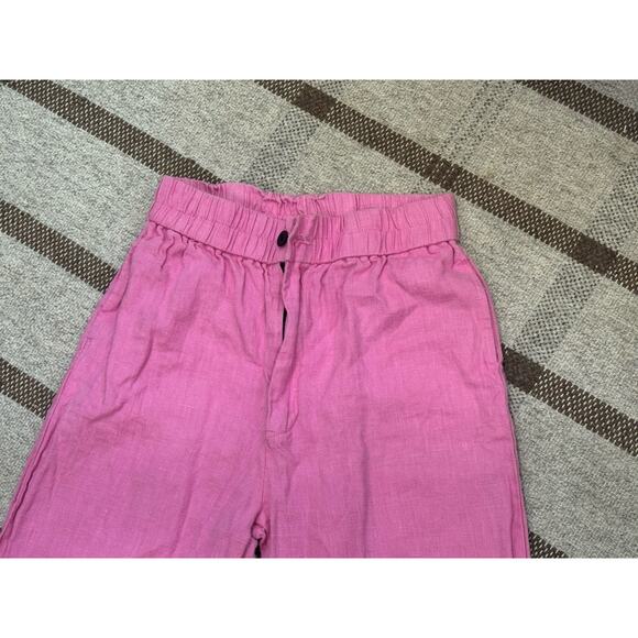Nooworks Wide Leg Crop Linen Pants Hot Pink Women’s Medium - Picture 2 of 12